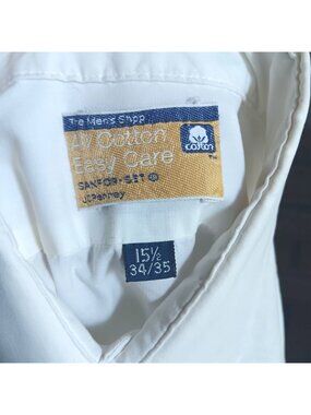 Vintage Men's Dress Shirt Medium White 1980's JCPenney The Mens Shop All Cotton